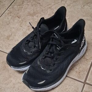 Hoka Black and White Athletic Shoes